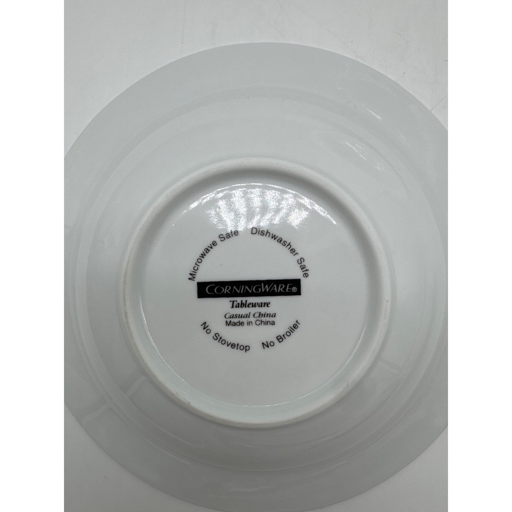 Set 4 Corning Ware Tableware‎ French White Rimmed Soup Bowls 8-1/8" Pasta Salad - Picture 3 of 3